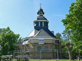 Einrüstung der Weingartenkapelle (© Karl-Franz Thiede)